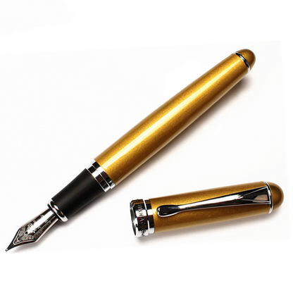 Luxury Fountain Pen - Elegant Metal Barrel, Fine Nib, Smooth Writing, Refillable Ink, Executive Calligraphy Pen